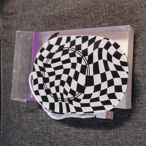 Coffee Cup Mug Warmer USB Groovy Alice Wonderland Black White Check